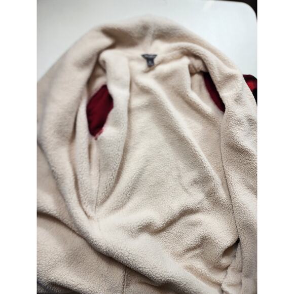 Eddie Bauer Buffalo Plaid Sherpa Lined Open Jacket Medium Cabin Flannel Shacket - Picture 4 of 11